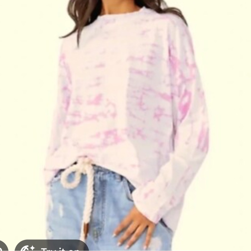 Free People Pastel Pink Tie-Dye Long Sleeve Top